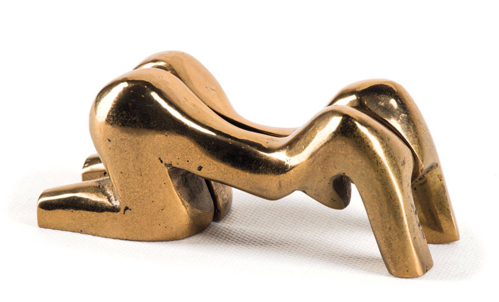 Helmut Lander, 1924 Weimar-2013 Darmstadt, Liegende, zweiteilige Bronzeskulptur, monogram. La, num. 3, ca. 4,5x12