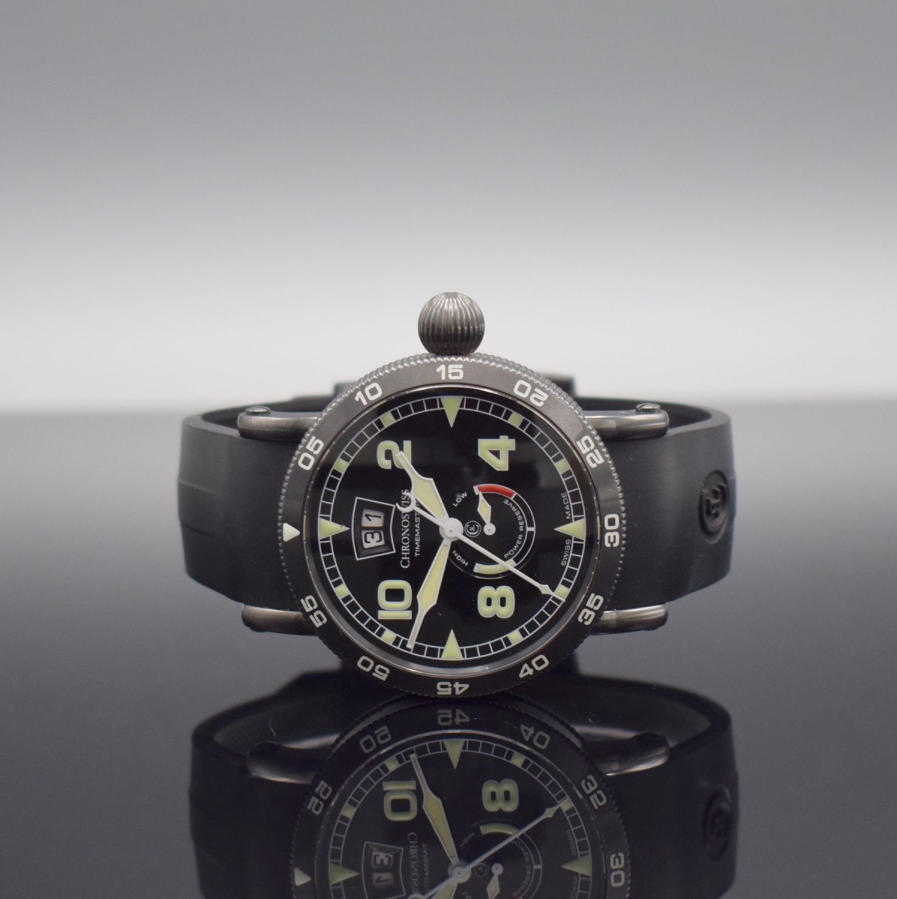 CHRONOSWISS Timemaster Herrenarmbanduhr mit Großdatum & Gangreserveanzeige, Automatik, Ref. CH 3535 ST, PVD beschichtetes Edelstahlgeh. inkl. orig. ...
