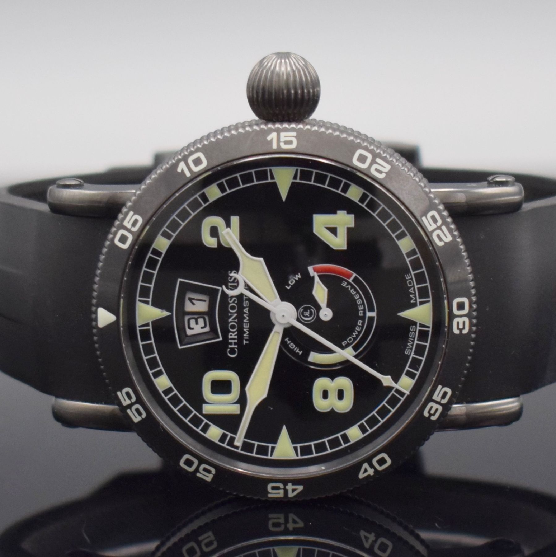 Detail a: CHRONOSWISS Timemaster Herrenarmbanduhr mit Großdatum & Gangreserveanzeige, Automatik, Ref. CH 3535 ST, PVD beschichtetes Edelstahlgeh. inkl. orig. ...