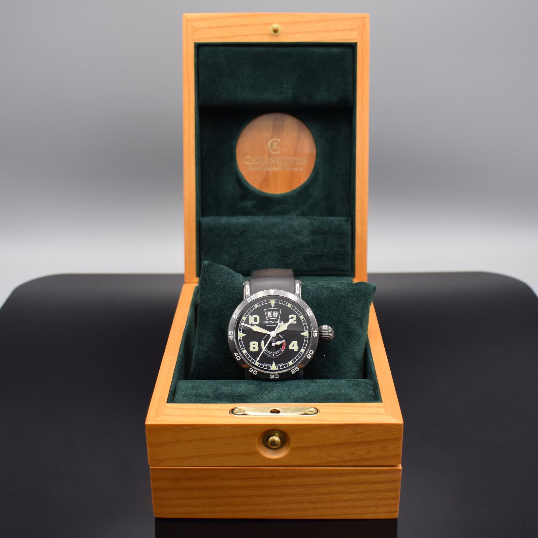 Detail g: CHRONOSWISS Timemaster Herrenarmbanduhr mit Großdatum & Gangreserveanzeige, Automatik, Ref. CH 3535 ST, PVD beschichtetes Edelstahlgeh. inkl. orig. ...