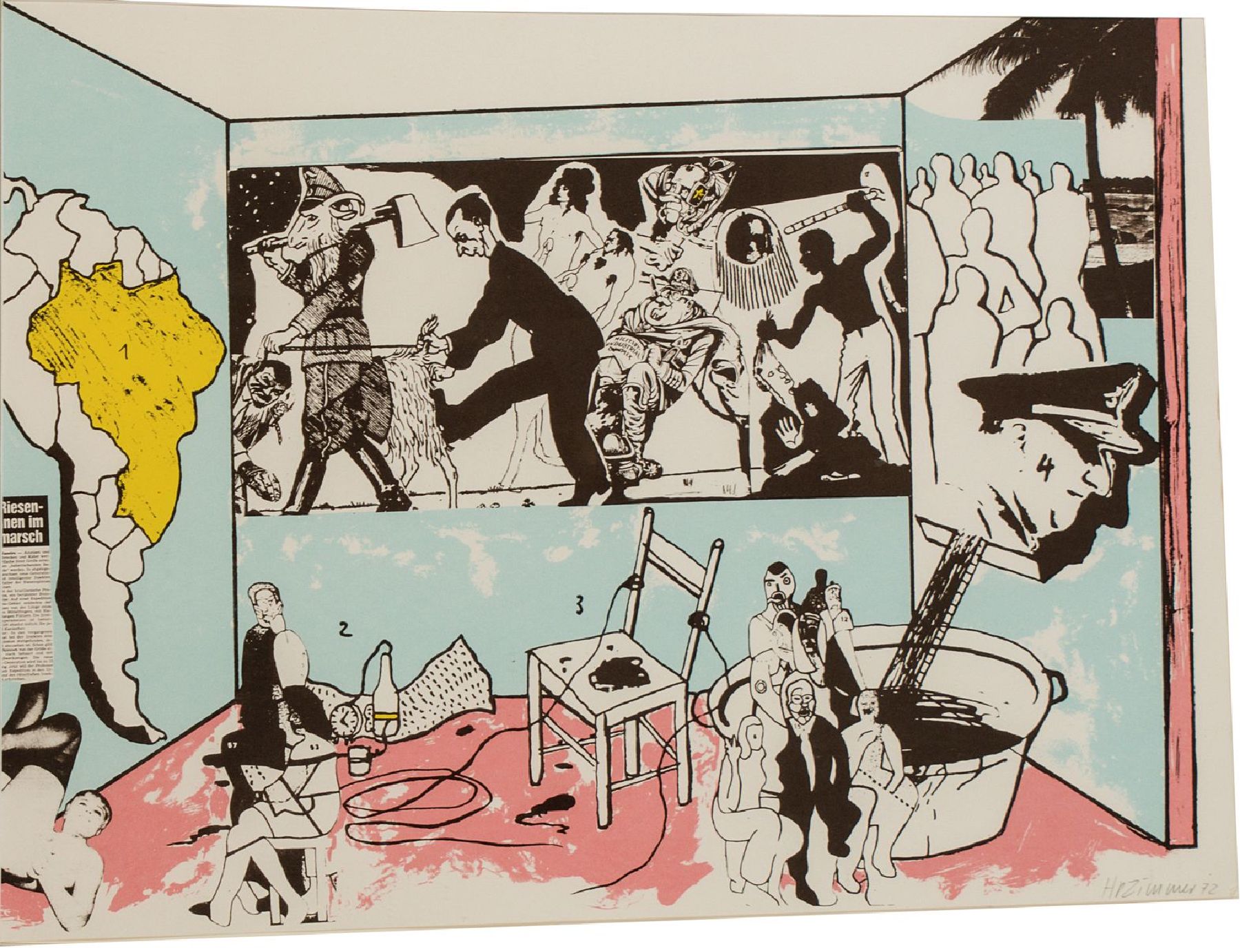 Detail a: H.P. Zimmer , Konvolut aus 2 Lithografien, eins davon ist gerahmt, je sign., unterschiedlich datiert, ca. 69,5x49,5 cm