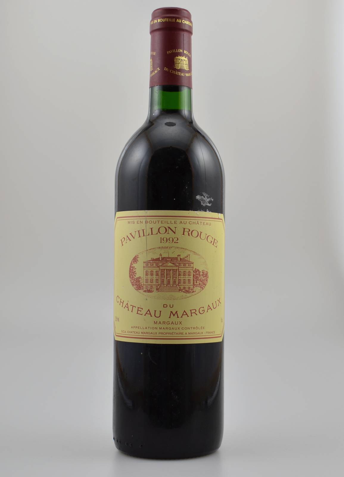 1 Flasche 1992 Pavillon Rouge Chateau Du Margaux, 2. Wein von Chateau Margaux, ca. 75 cl, 12,5 % Vol., Füllstand: ca. into neck, guter ...