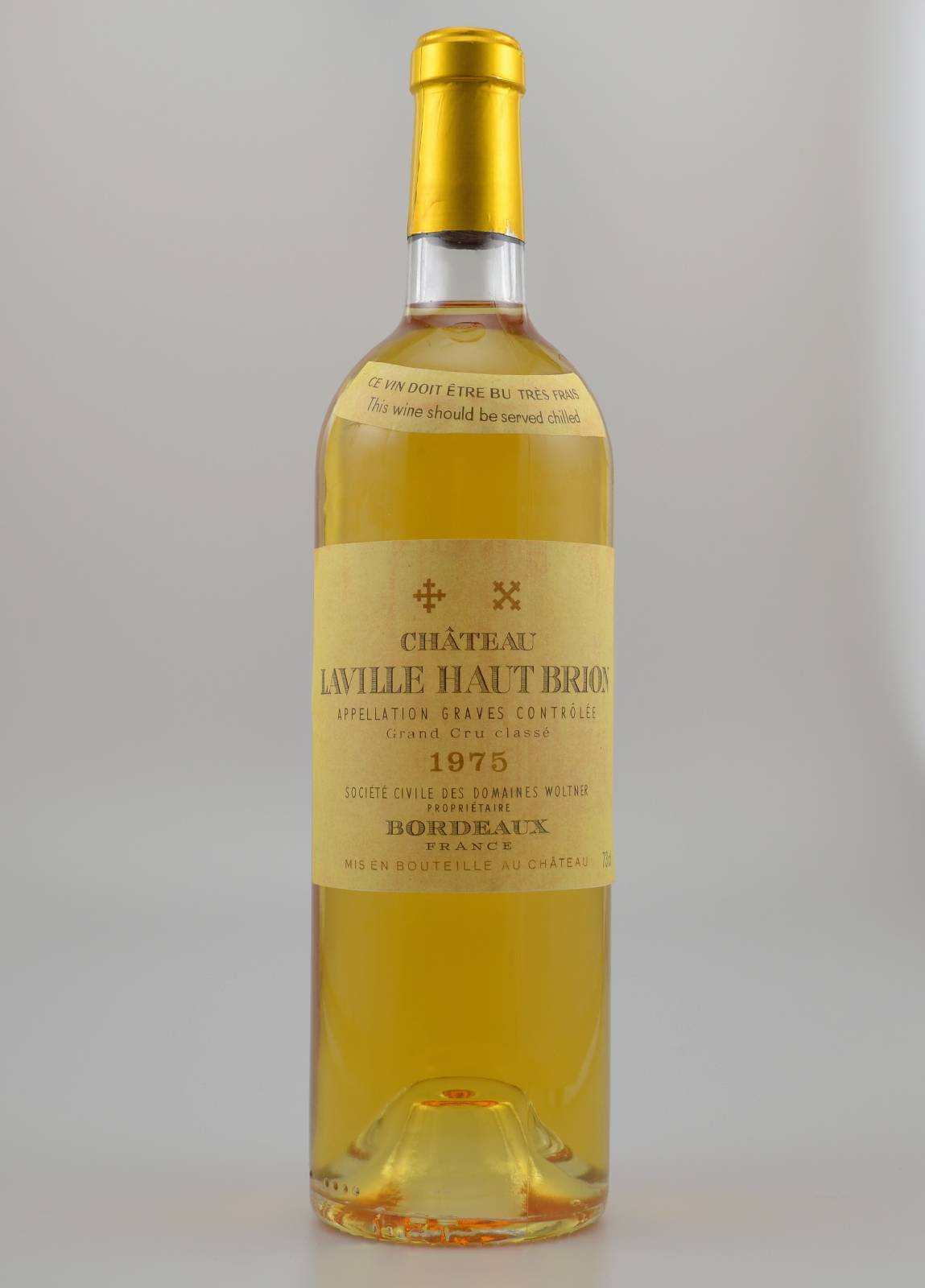 1 Flasche 1975 Chateau Laville Haut Brion, ca. 73 cl, Füllstand: ca. into neck, sehr guter Erhaltungszustand, unverkostet