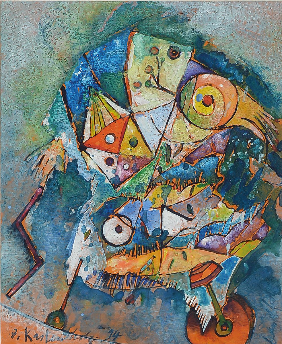 Bernd Kastenholz, geb. 1949 Speyer, tätig in Gleisweiler, Studium an der Akademie Stuttgart, mehrfach ausgezeichnet, Öl und Gouache auf Malkarton, ...