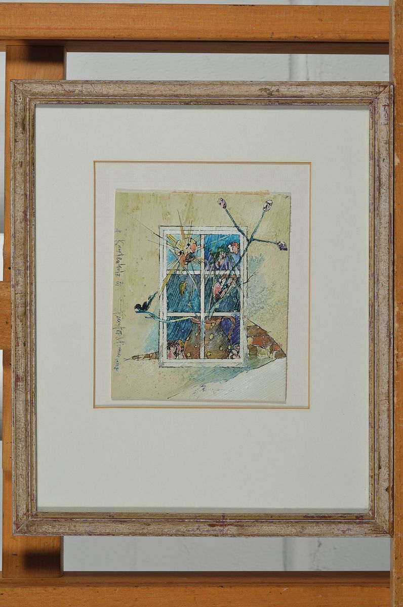 Detail k: Bernd Kastenholz, geb. 1949 Speyer, tätig in Gleisweiler, Studium an der Akademie Stuttgart, mehrfach ausgezeichnet, hier: Fensterstimmung, Öl und ...
