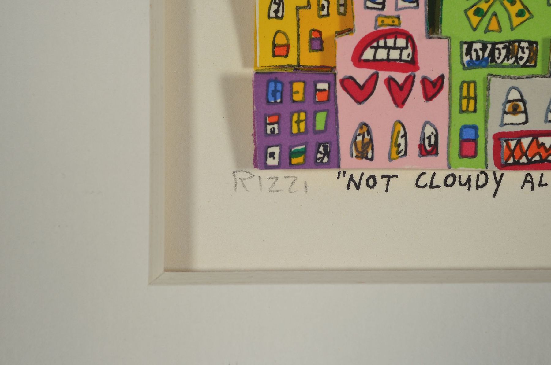 Detail a: James Rizzi, 1950-2011, Not Cloudy All Day, 3D-Konstruktion, handsign., num. 303/350, dat. 90, Motiv 8,5x10,5 cm, unter Glas gerahmt, gesamt 25x27,5 ...