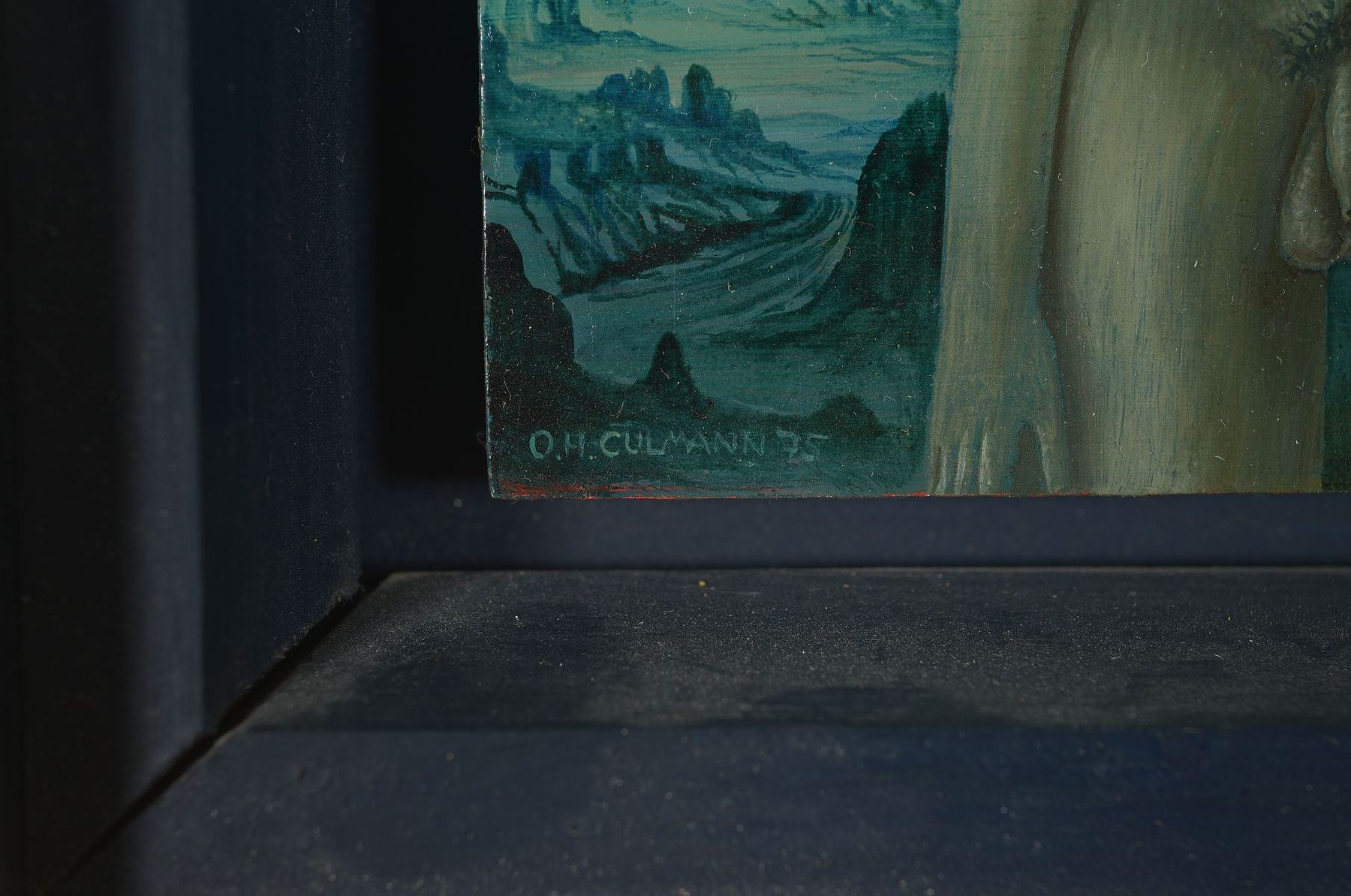 Detail a: Otfried H. Culmann, geb. 1949, Gladiatorin, Öl/Holz, sign., dat. Rom 1975, verso erneut sign., ca. 15x12,5 cm, in schwarzem Künstlerrahmen, gesamt ...