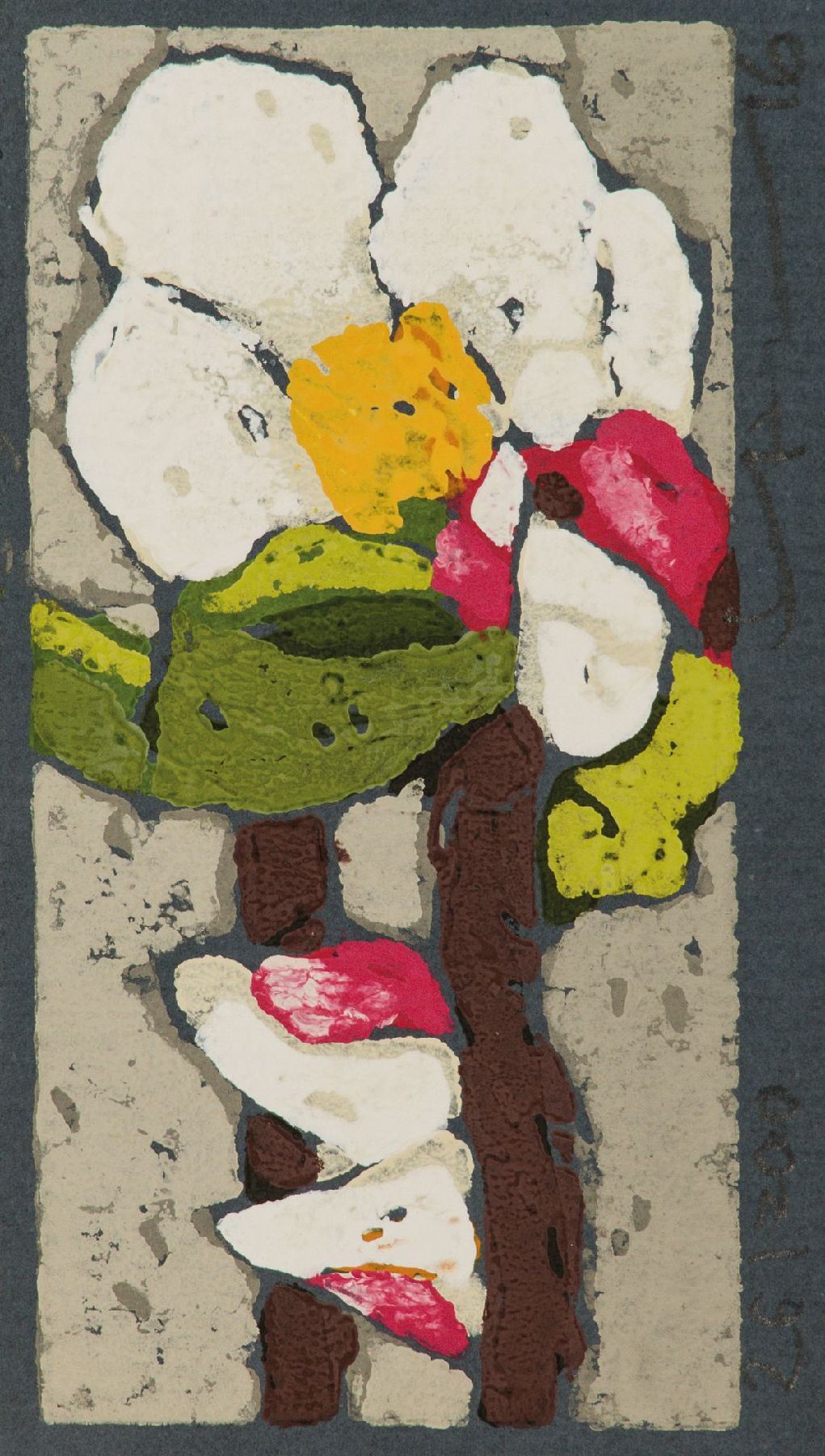 Klaus Fussmann, geb. 1938, Apfelblüte, Farblinolschnitt, handsign., num. 25/200, Blattgr. 9x18,5 cm