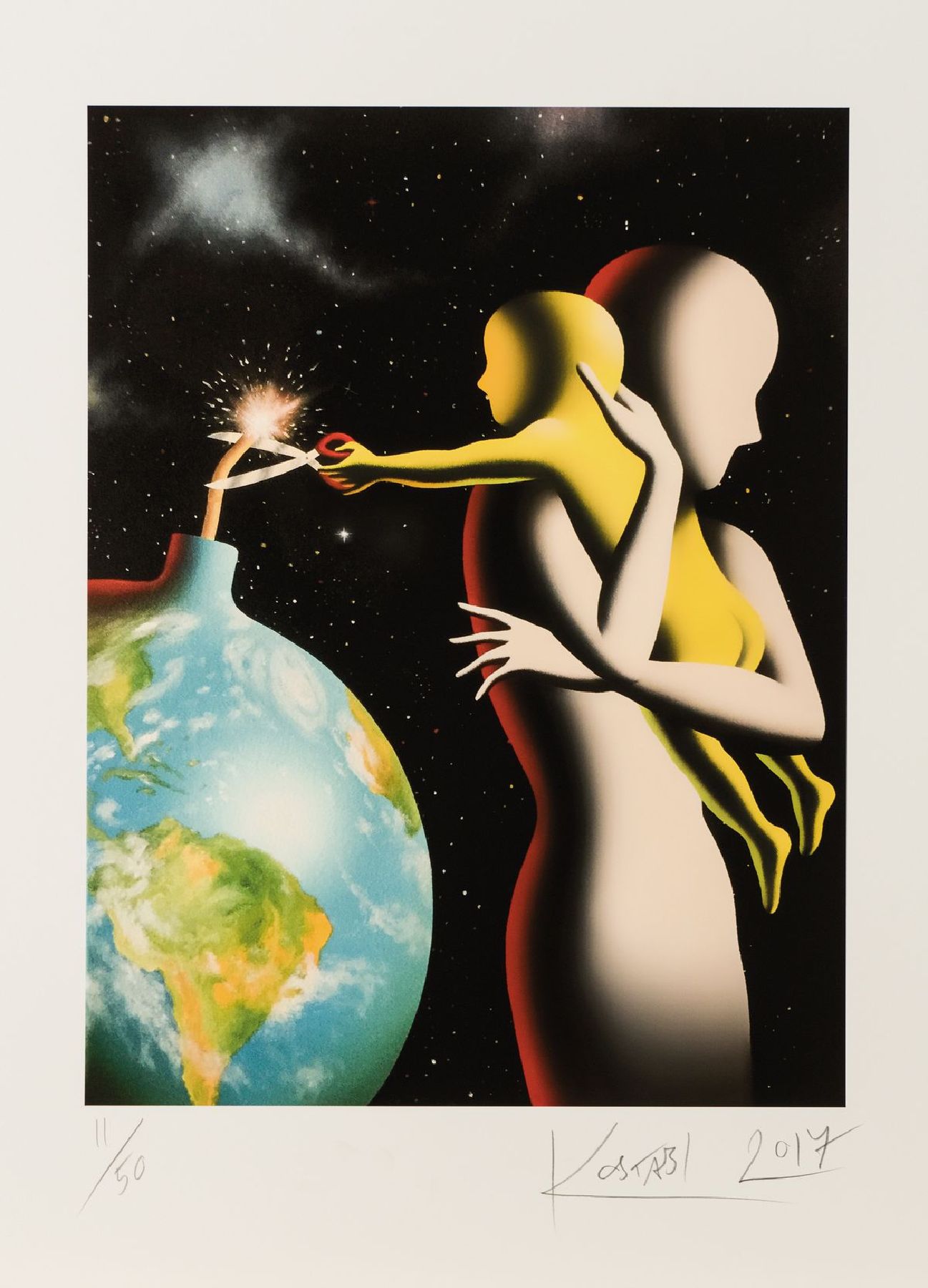 Mark Kostabi, geb. 1960, The only hope, Serigraphie, handsign., dat. 2017, num. 11/50, Blattgr. 61x47 cm