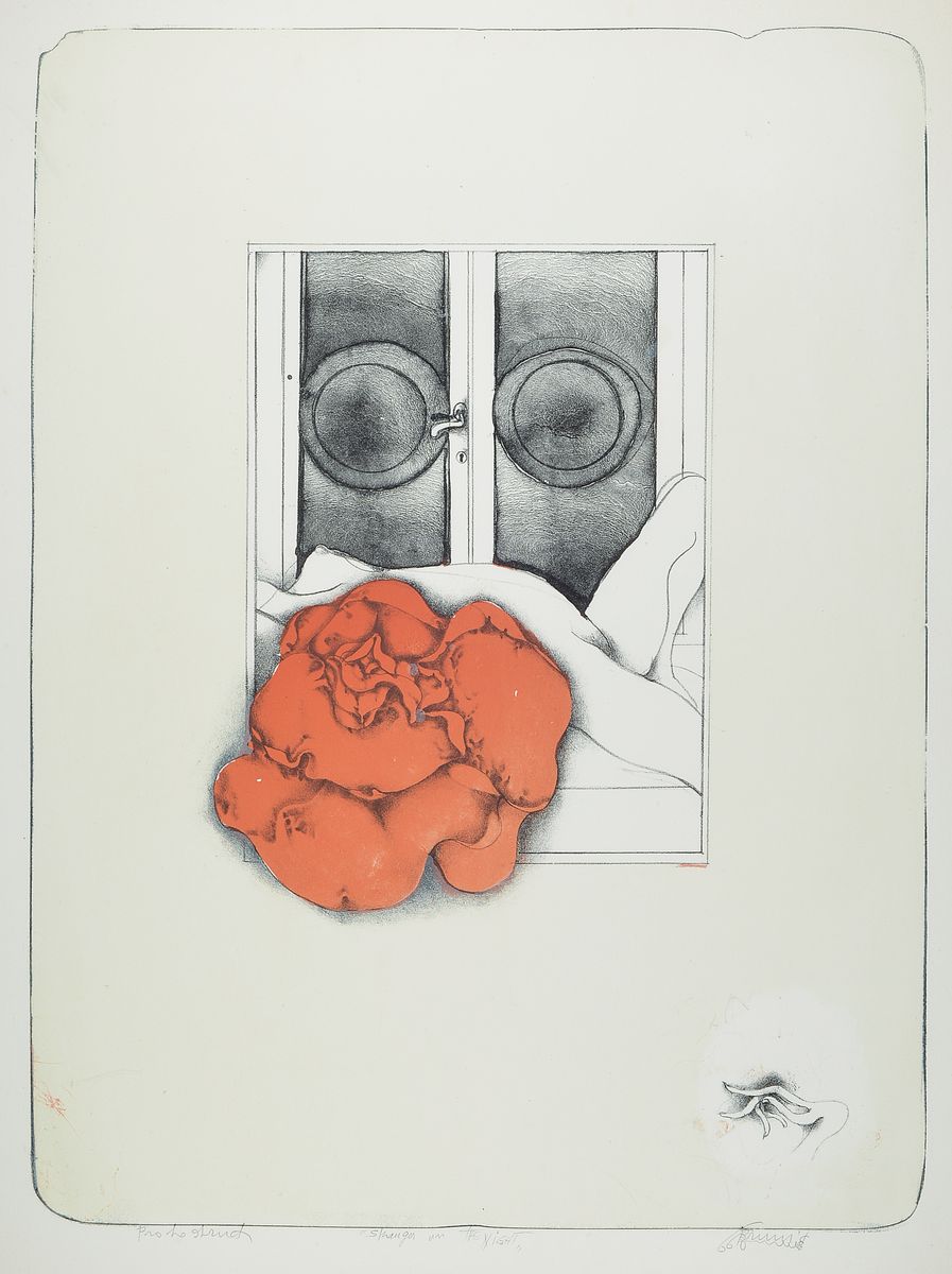 Detail a: Bruno Bruni, 1935 Gradara, zwei Lithographien: Probedruck, "Stranger in The Night", handsigniert, ca. 74 x 63 cm, l. gebräunt, Rahmen ca. ...
