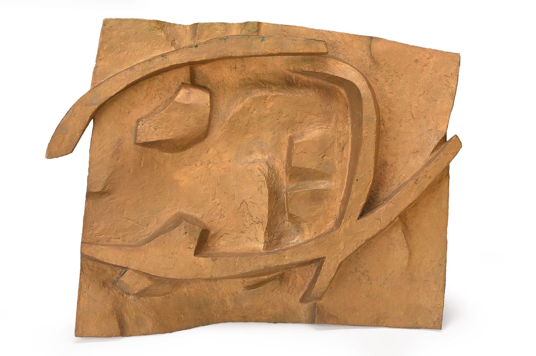 Wilhelm Loth, 1920 Darmstadt - 1991, Bronzerelief, abstraktes Gesicht, Relief Nr. Nr. IV aus der Reihe. 7 Reliefs zum Thema Torso, 57 x 46 x 6 cm, ...
