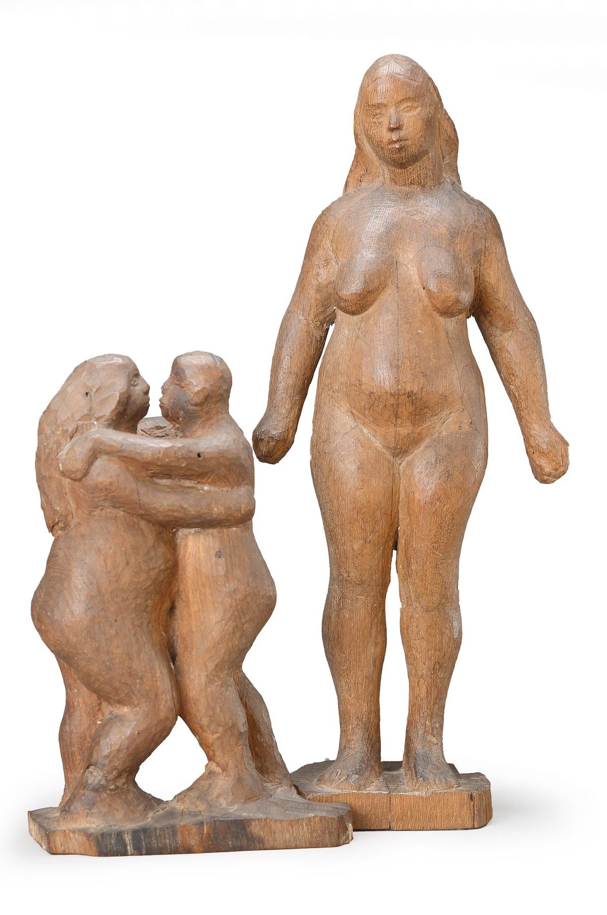 Georg Strobl, geb. 1897 Wasserburg/Inn, Karlsruher Bildhauer, seit 1947 Fachlehrer für Bildhauerei an der Karlsruher Akademie, zwei Holzskulpturen: ...