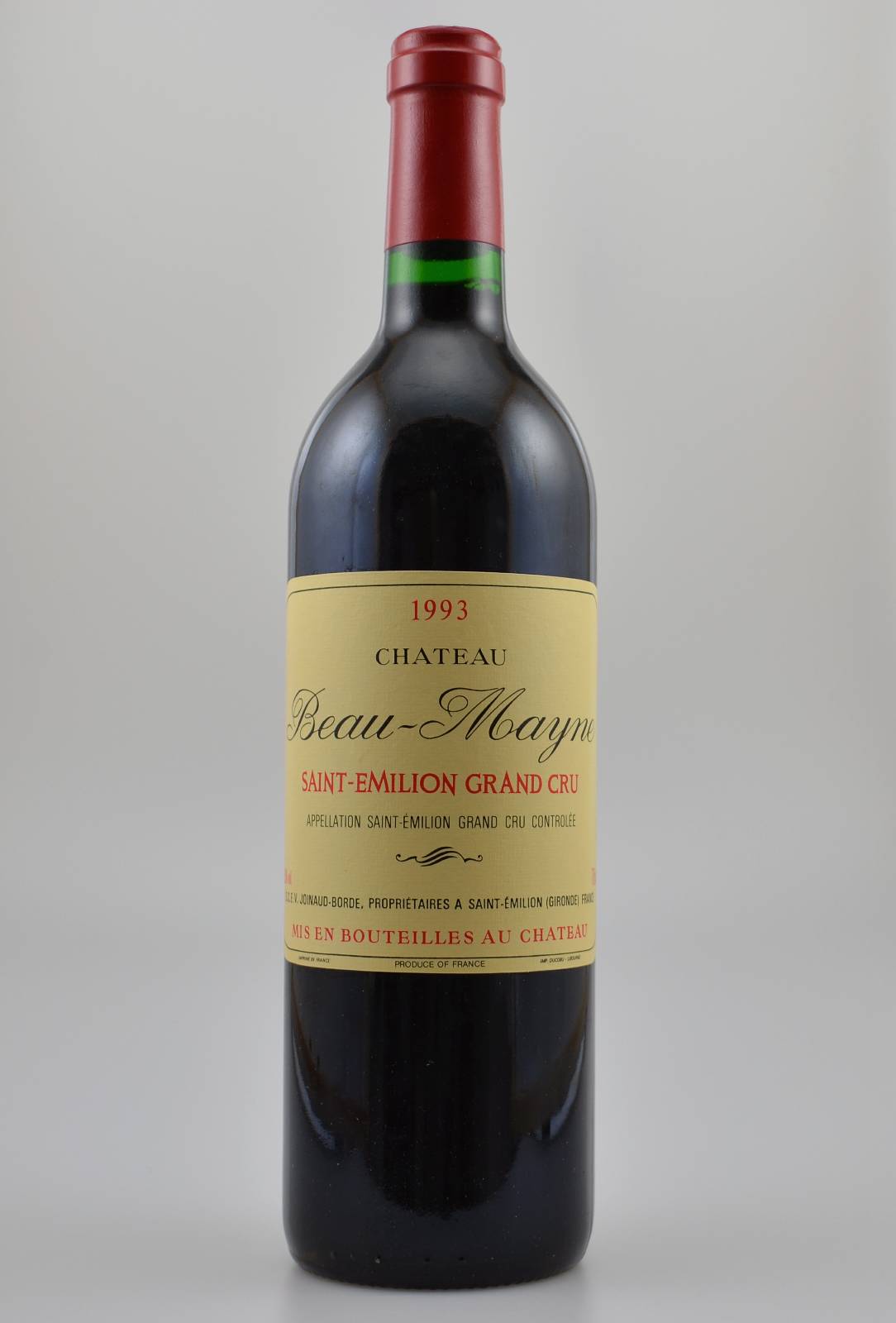 12 Flaschen 1993 Beau-Mayne, Saint-Emilion Grand Cru, je ca. 75 cl, 12,5 % Vol., Füllstände; je ca. into neck, sehr gute Erhaltungszustände, im ...