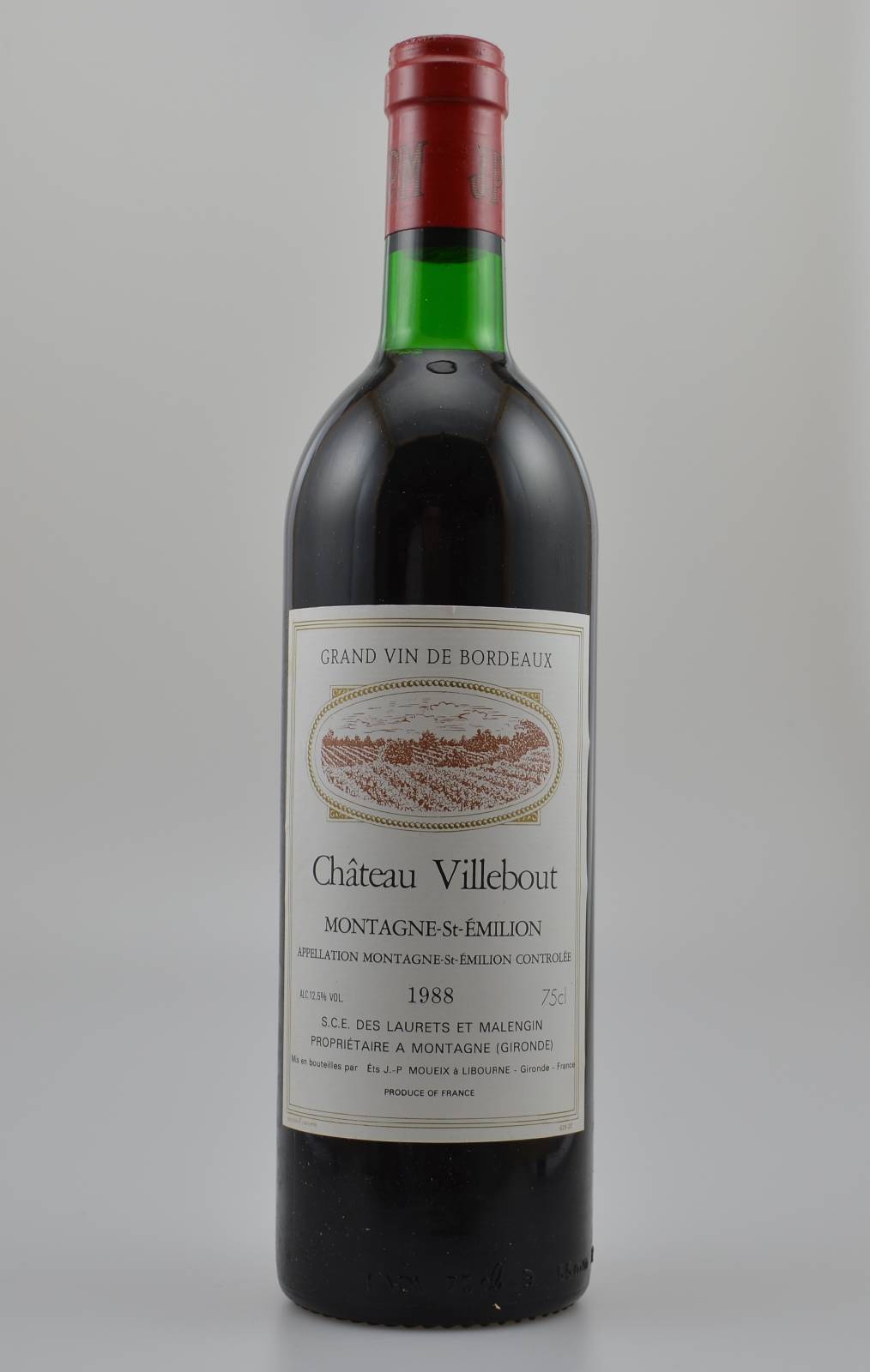 6 Flaschen 1988 Chateau Villebout, Montagne-St-Emilion, je ca. 75 cl, 12,5 % Vol., Füllstände: je ca. top shoulder, gute Erhaltungszustände, ...