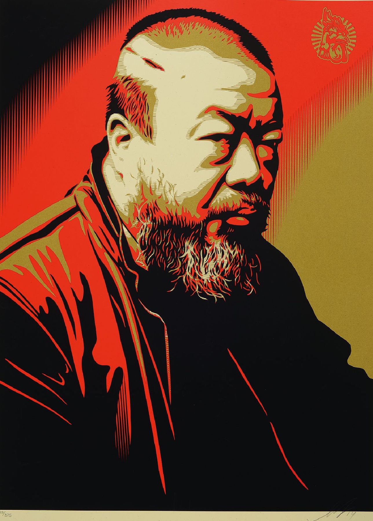 Shepard Fairey, geb. 1970, Ai Weiwei, 2014, Farbserigraphie, handsign., num. 353/375, Blattgr. 61x45,5 cm