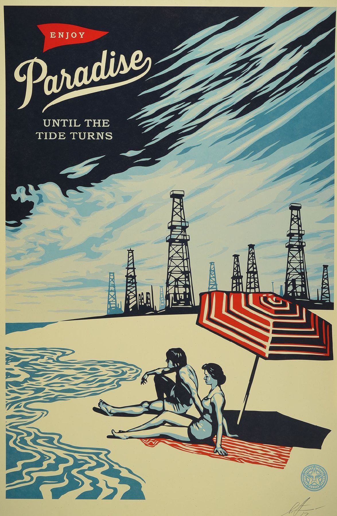 Shepard Fairey, geb. 1970, Enjoy Paradies, Farbsiebdruck, handsign., offene Edition, Blattgr. 91x61 cm