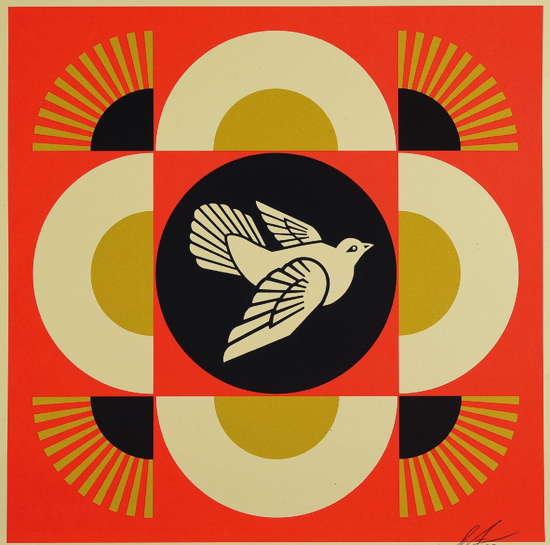 Shepard Fairey, geb. 1970, Friedenstaube Farbsiebdruck, handsign., dat. 2017, num. 213/300, Blattgr. 46x46 cm