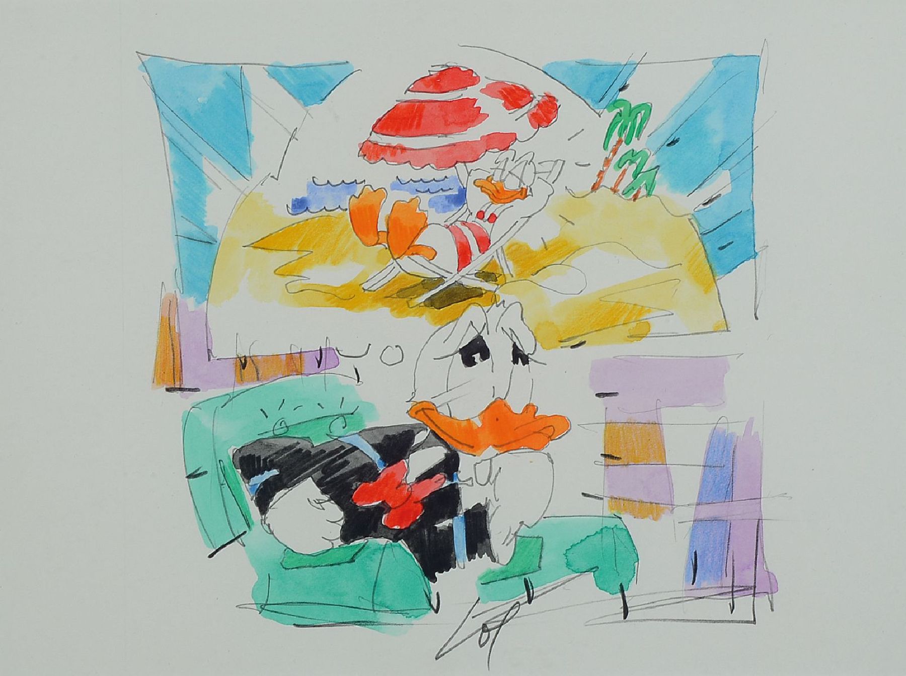 Wolfgang Loesche, geb. 1947, Aquarell, sign., Blattgr. 21,5x27 cm, unter Glas gerahmt, gesamt 34,5x44,5 cm
