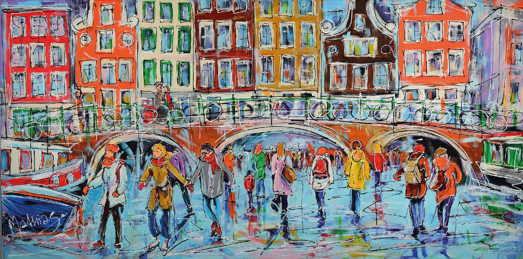 Mathias, niederländischer Künstler, Acryl/Lwd, sign., ca. 70x140 cm, inkl. Zertifikat
