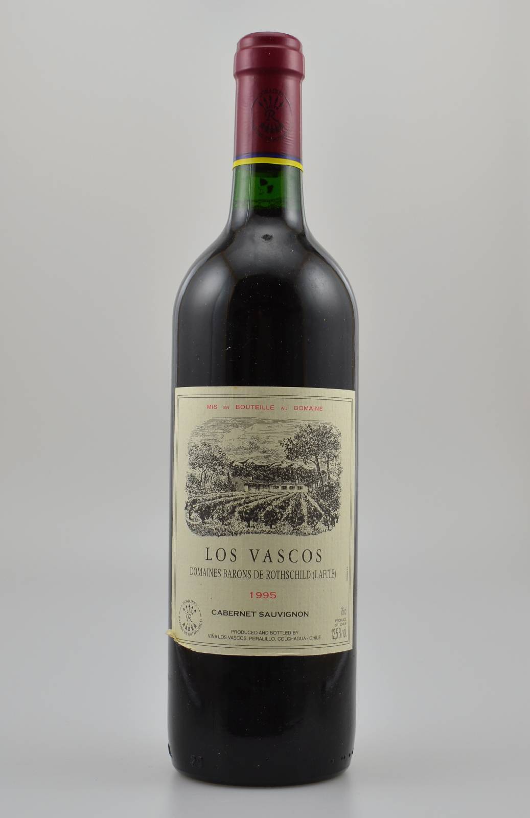 12 Flaschen 1995 Los Vascos, Domaines Barons de Rothschild (Lafite), je ca. 75 cl, 12,5 % Vol., Füllstände: top shoulder bis into neck , sehr gute ...