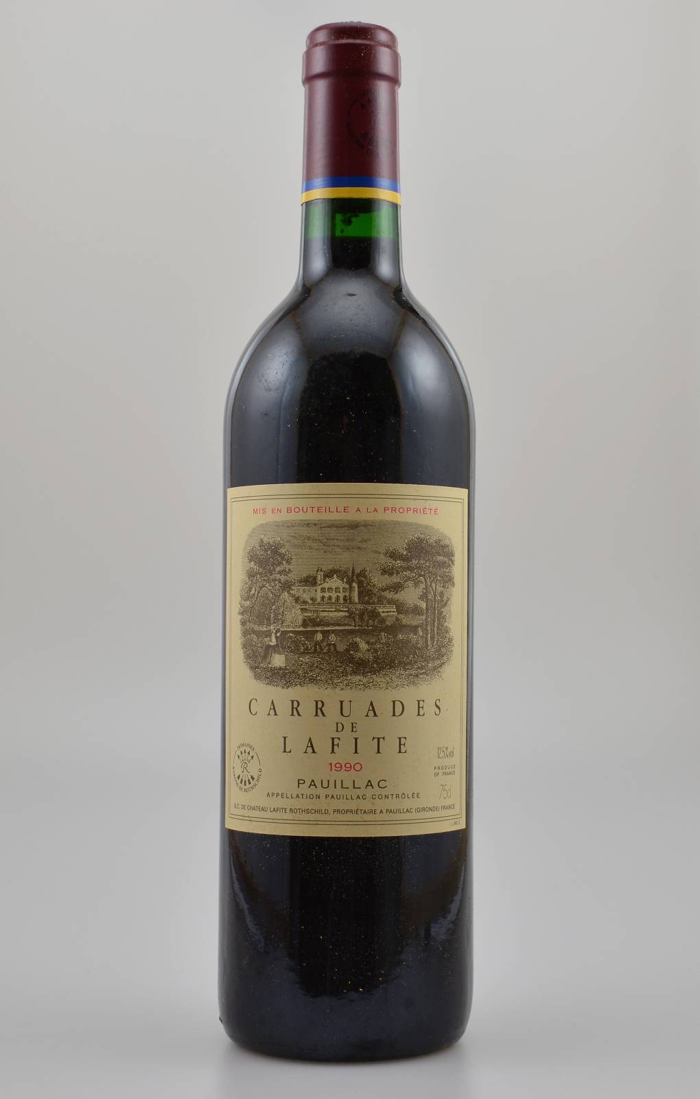 12 Flaschen 1990 Carruades de Lafite, Pauillac, 2. Wein von Lafite Rothschild, je ca. 75 cl, 12,5 % Vol., Füllstände: into neck, gute ...