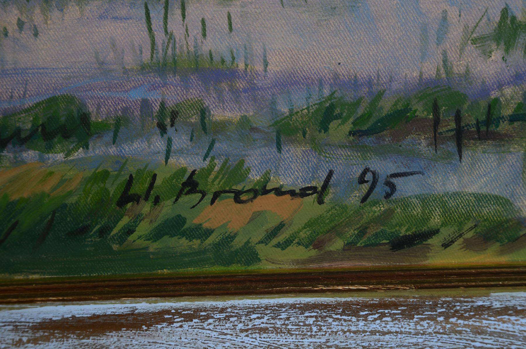 Detail b: Werner Brand, geb. 1933 Löbau, Hochufer Rülzheim - Rheinzabern, Öl/Lwd, sign., dat. 95, ca. 69x84 cm, Rahmen