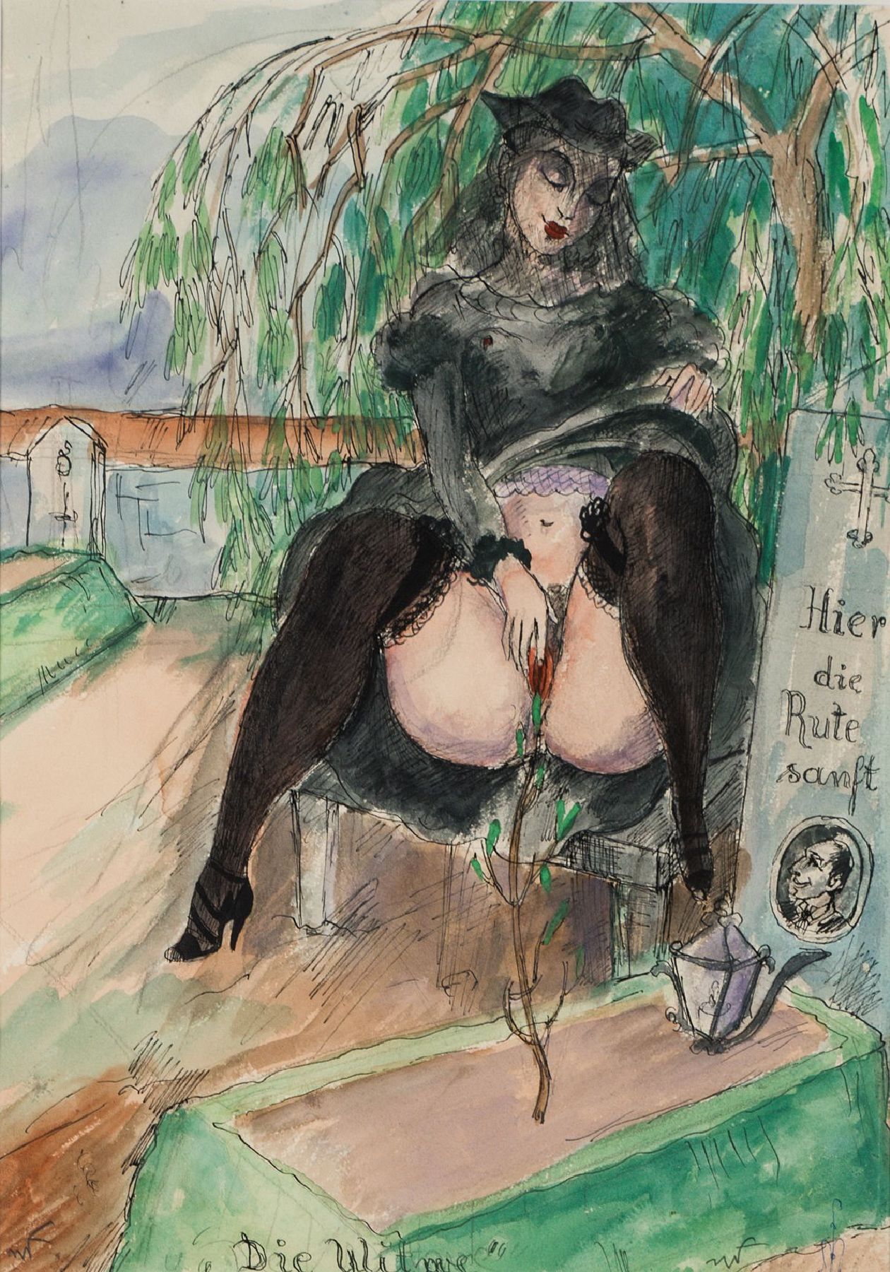 Detail d: Monogrammist FM, Serie aus 5 aquarellierte Tuschzeichnungen mit stark erotischen Darstellungen, je monogram., datiert (19)89, ca. 24,5x35 cm, je ...