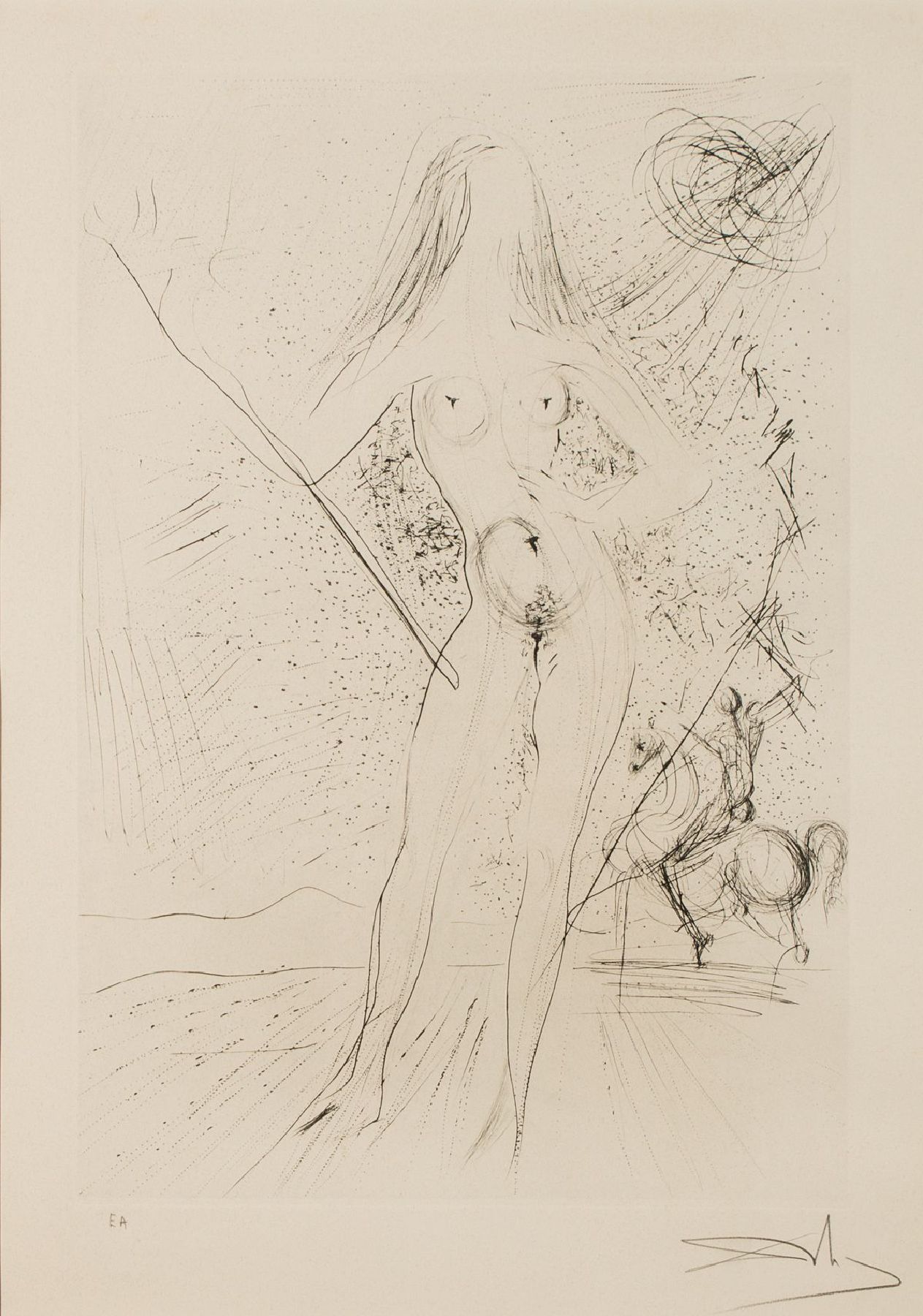 Salvador Dali, 1904-1989, Aktdarstellung, Radierung, rechts unten signiert, Passepartout, unter Glas gerahmt, ca. 73x52cm/99x73cm