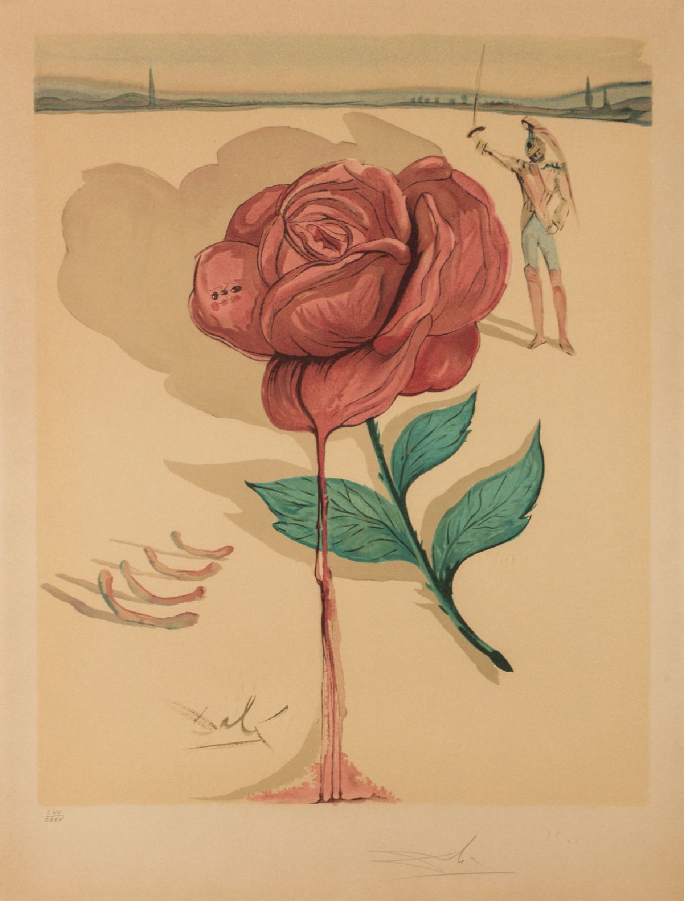 Salvador Dali, 1904-1989, Farblithographie, rechts unten signiert , unter Glas gerahmt, ca. 65x49.5cm/70.5x55cm