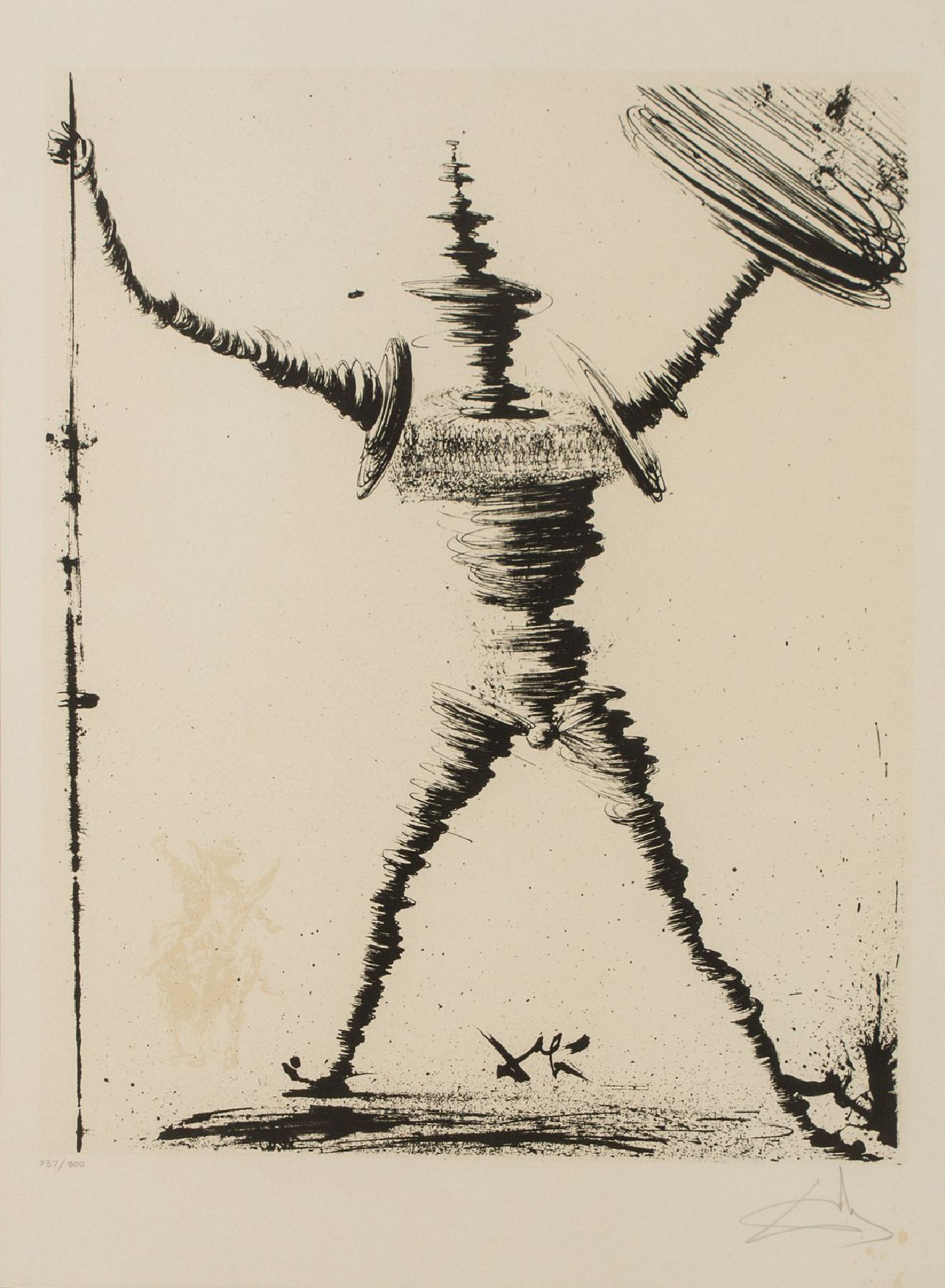 Salvador Dali, 1904-1989, Lithographie, abstrakte Komposition, rechts unten signiert, nummeriert 237/300, Passepartout, unter Glas gerahmt, ca. ...