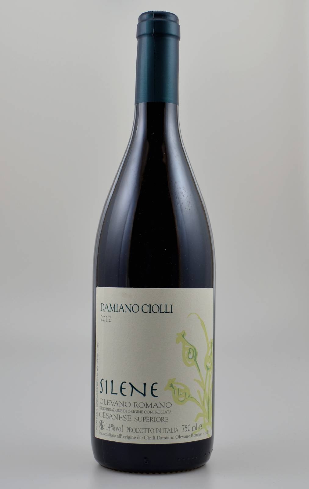 12 Flaschen 2012 Silene-Cesanese die Olevano Romano, Damiano Ciolli, je 75 cl, 14 % Vol.,Füllstände: ca. high fill, sehr gute Erhaltungszustände, ...