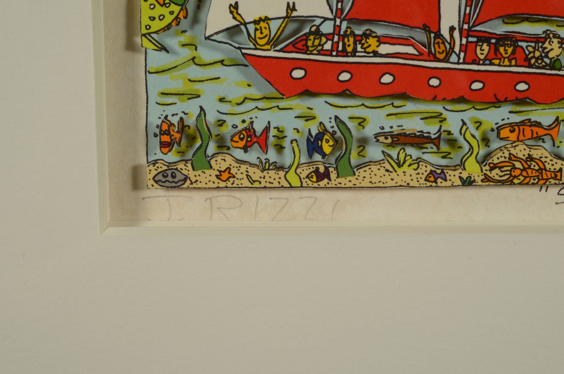 Detail b: James Rizzi, 1950-2011, Sometimes it`s the sea, 3D-Lithografie, handsign., num. XX/L, dat. 1996, ca. 21x30 cm, unter Glas gerahmt, gesamt 37x46 cm