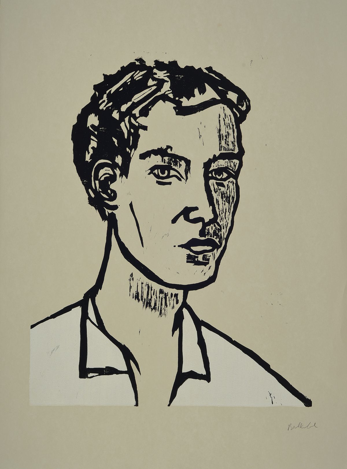 Stephan Balkenhol, geb. 1957, Großer Kopf, Lithografie, handsign., Blattgr. 76x56,5 cm
