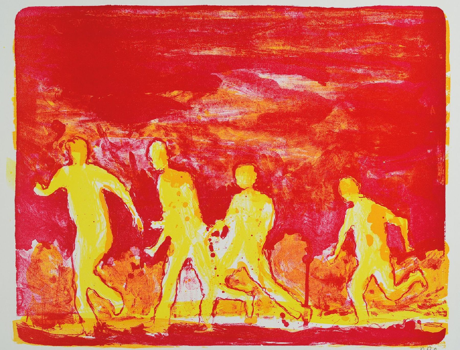 Daniel Richter, geb. 1962, Lithografie, monogram., Blattgr. 42x29,5 cm