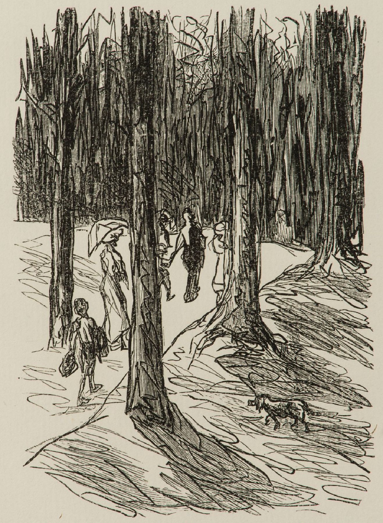 Max Liebermann, 1847-1935, Konvolut aus 2 Holzschnitten, 1922, Ausflügler im Hochwald u.Reiter im Tiergarten, ca. 10x14,5 cm/ 9x12,5 cm, je unter ...