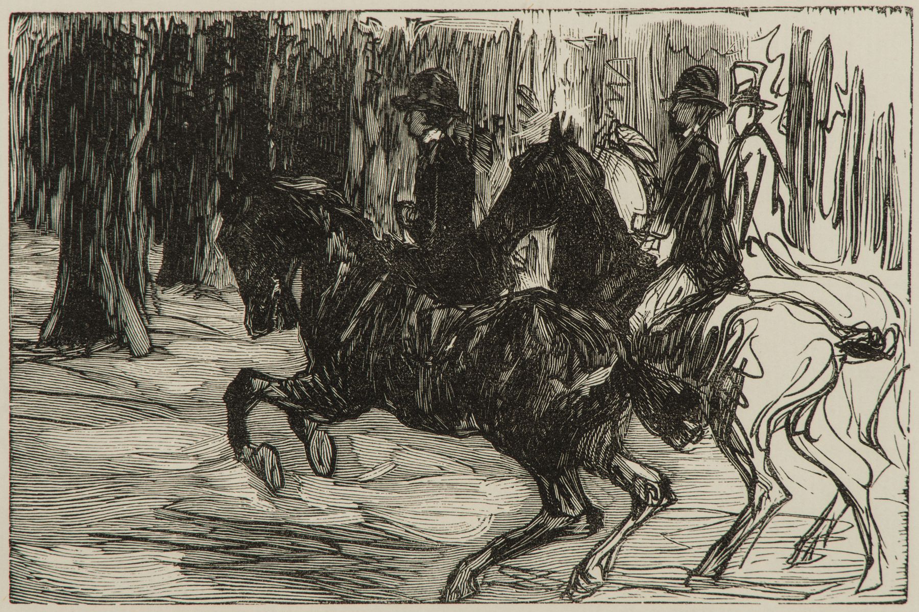 Detail a: Max Liebermann, 1847-1935, Konvolut aus 2 Holzschnitten, 1922, Ausflügler im Hochwald u.Reiter im Tiergarten, ca. 10x14,5 cm/ 9x12,5 cm, je unter ...