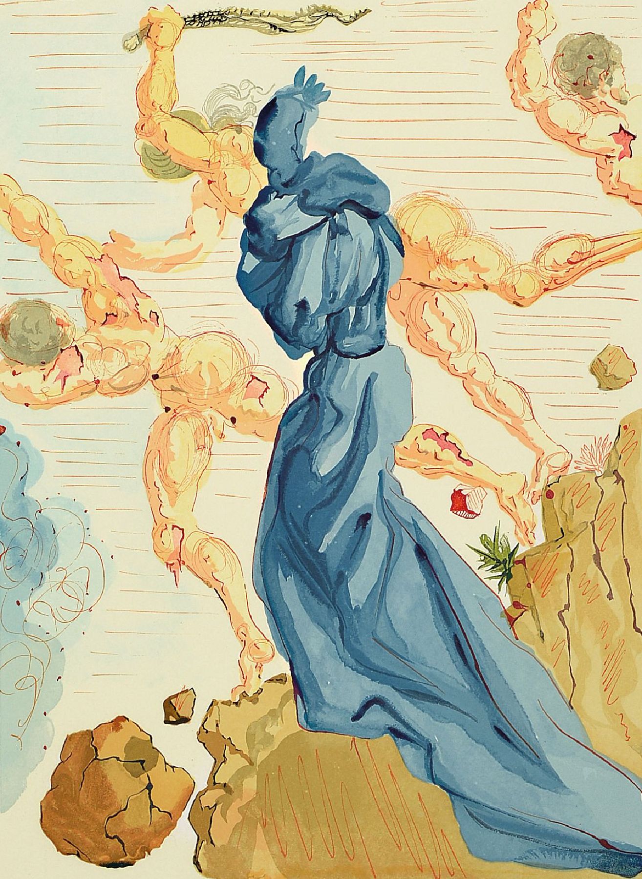 Salvador Dali, 1904-1989, Die Wucherer, Lithografie aus Die göttliche Komödie, Druck: Les Heures Claires, Paris 1960, WVZ: Michler 1055, Blattgr. ...