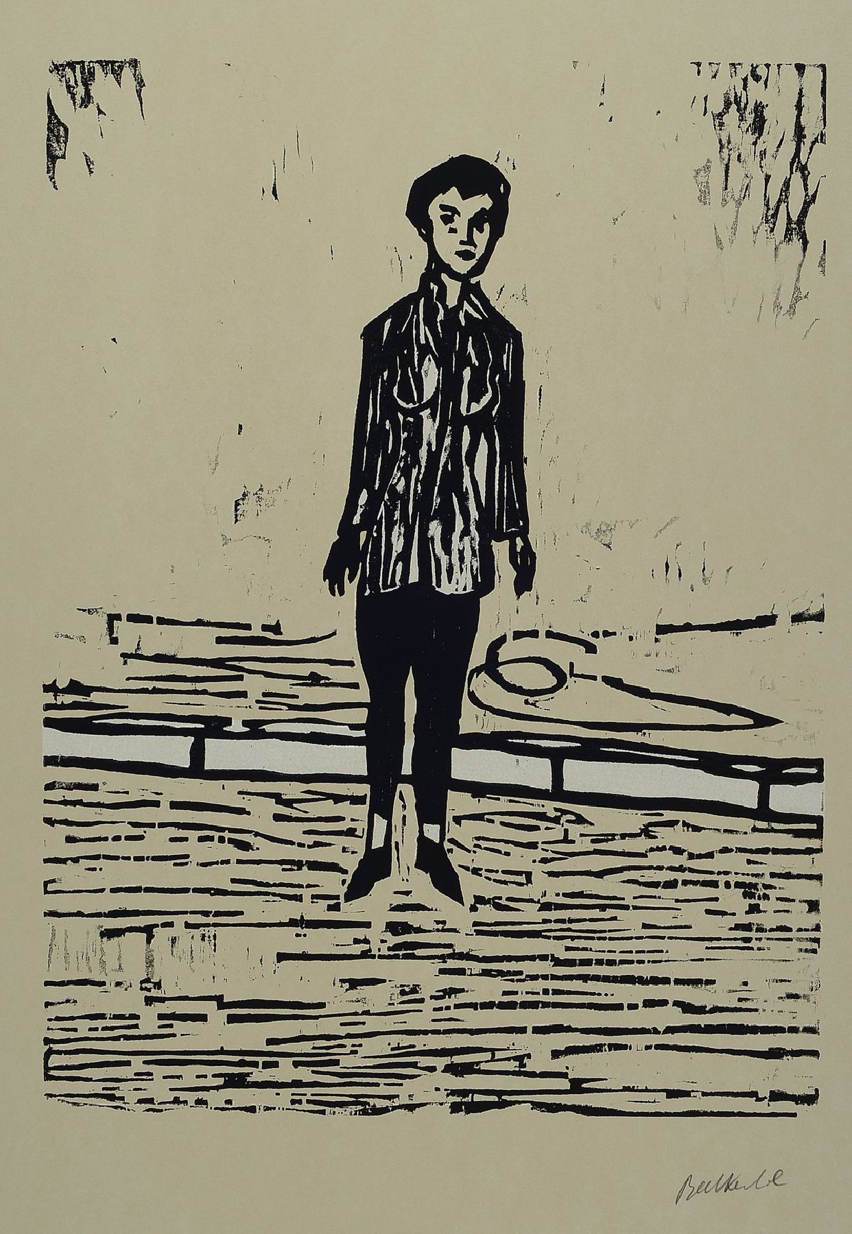 Stephan Balkenhol, geb. 1957 Fritzlar, Stehende, Holzschnitt, 2004, handsign., Blattgr. 76x56,5 cm, PP