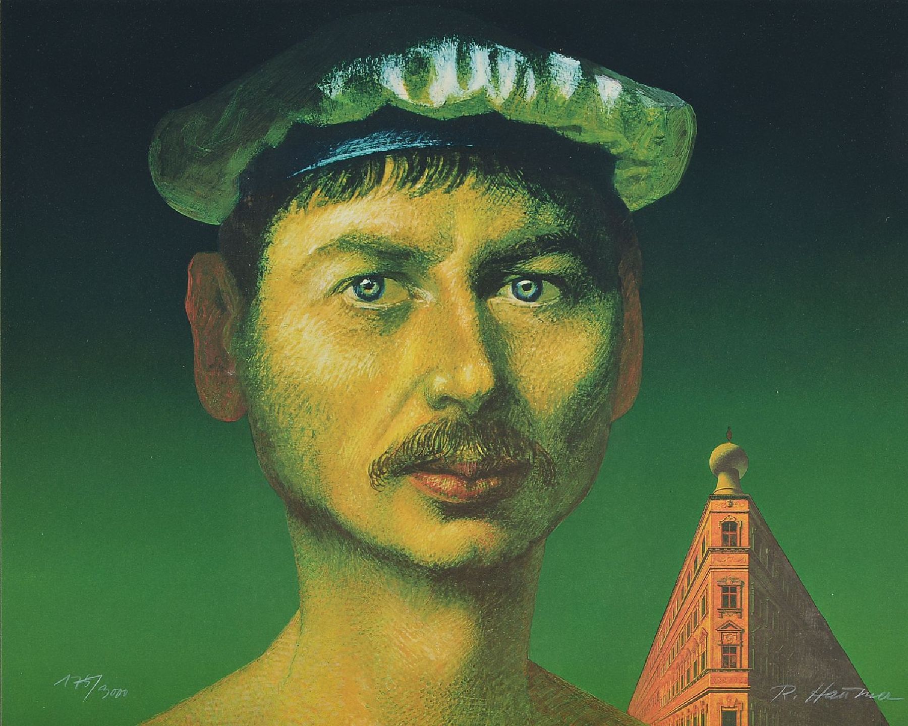 Detail e: Rudolf Hausner, drei Farblithographien: Adam aktiv, Eva kontemplativ, Adam konstruktiv, alle handsigniert und num. 175/3000, je ca. 40x50cm, u.Gl., R.