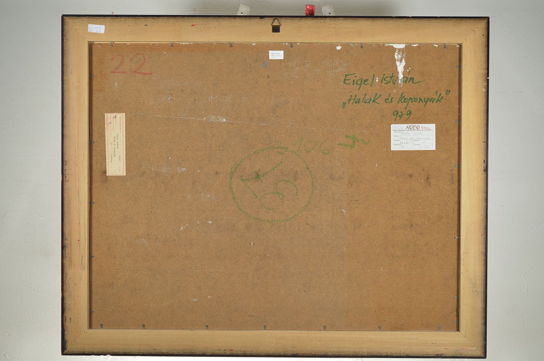 Detail b: Istvan Eigel, 1922-2000, Halak es koponyak, Öl/Hartfaser, rechts unten signiert und dat. 79, rückseitig betitelt, ca. 60x79cm, R.