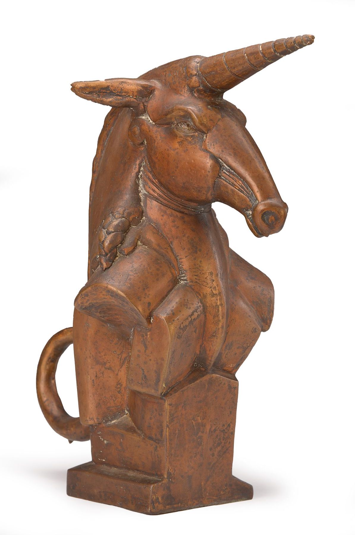 Gernot Rumpf, geb. 1941 in Kaiserslautern, Bronzeskulptur, großes Einhorn, Auflage, num. 4/5, signiert, ca. 38.5 x 34 x 16.5 cm
