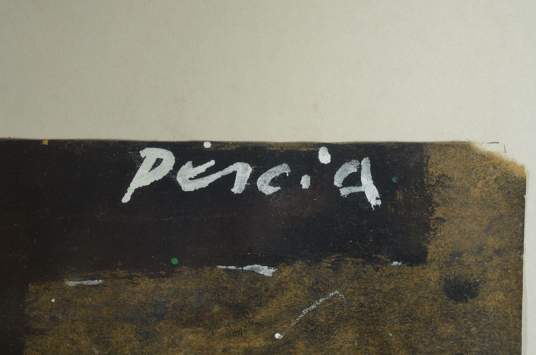 Detail b: Heinz Adochi, geb. 1954, zwei Werke: Mischtechnik auf Papier, abstr. Komposition, bez. Perzia ?, P18, signiert und dat. 1986, 60 x 44.5cm/83 x 63 cm, ...
