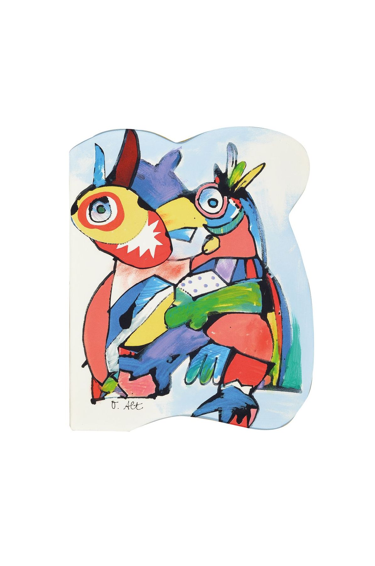 Otmar Alt, geb. 1940, Unikat, Mischtechnik/Collage, zwei Vögel, signiert, mit Künstlerrahmen, 46 x 40 cm, Sonderanfertigung für ein deutsches ...
