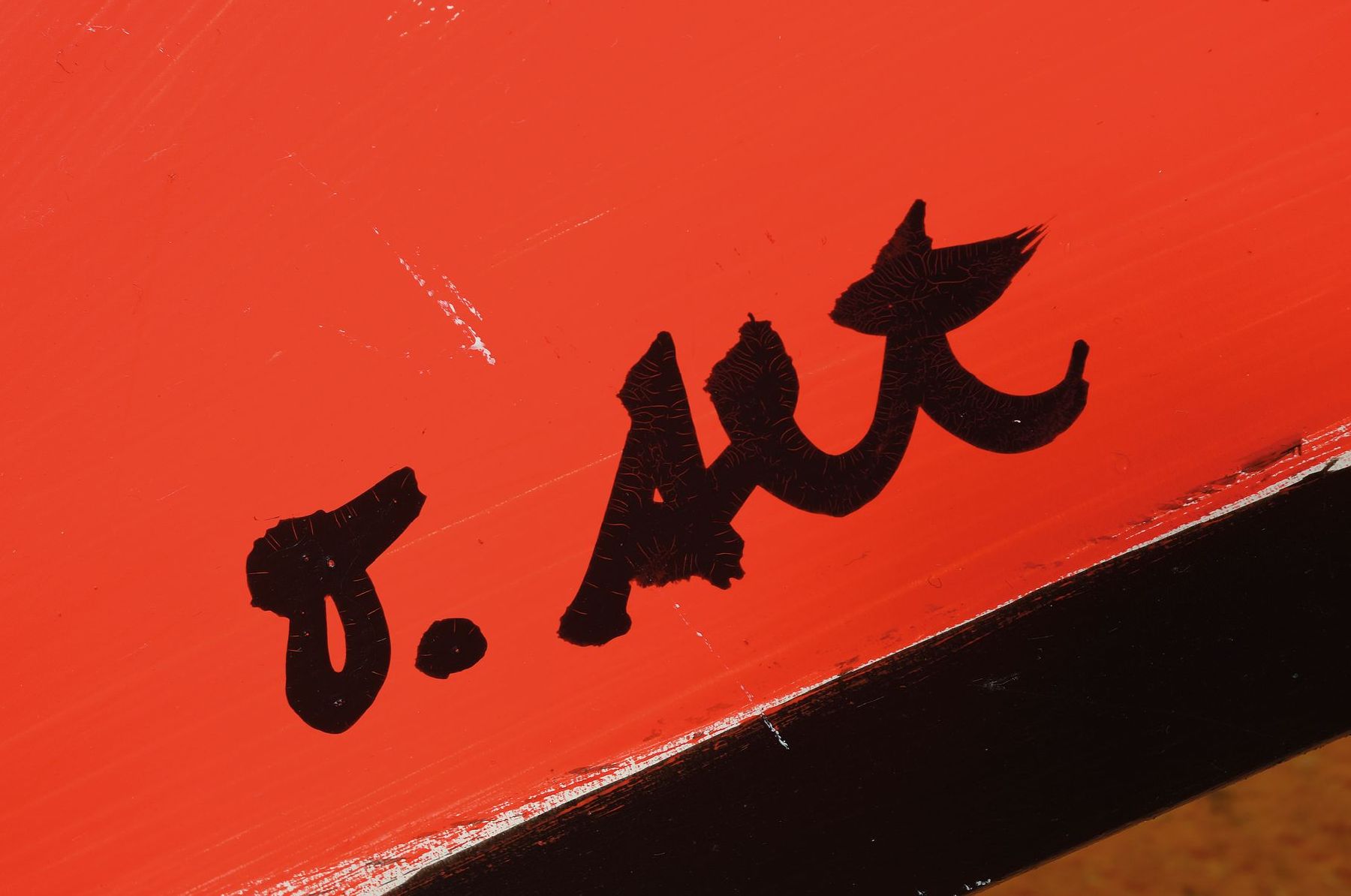 Detail a: Otmar Alt, geb. 1940, Unikat, Acryl/Holz, ausgesägte Platte mit erhabenem Auge, signiert, 150 x 87 cm, Sonderanfertigung für ein deutsches ...
