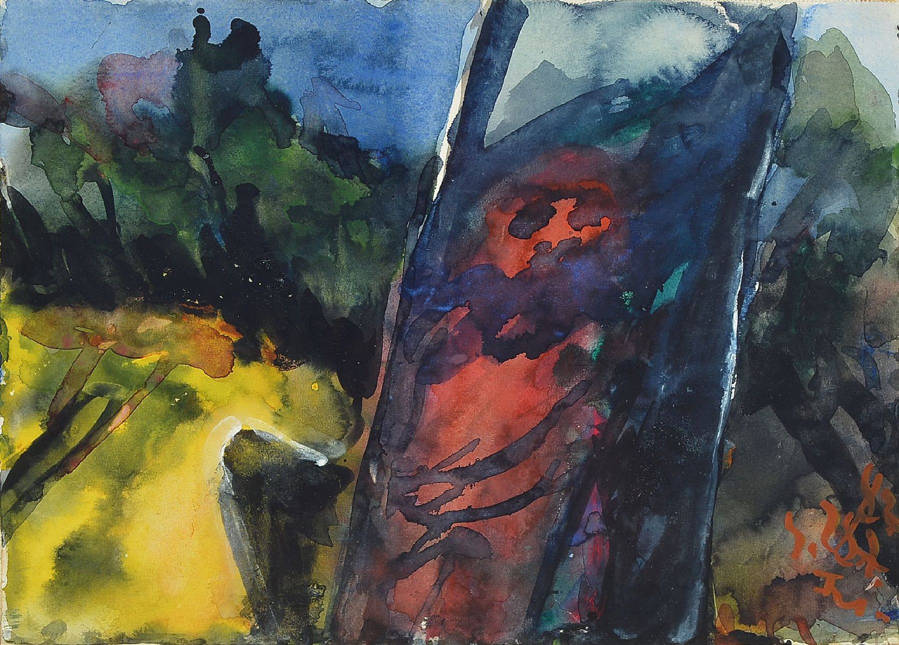 Klaus Fussmann, geb. 1938 Velbert, Aquarell, Landschaft, signiert und dat. 83 ca. 29 x 41 cm, unter Glas, Rahmen: 54 x 67cm