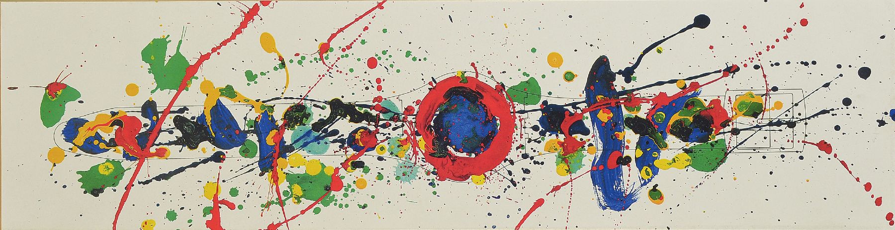 Sam Francis, 1923-1994, Offsetlithographie, verso drucksigniert, Blattgr. 77 x 21 cm/93 x 38 cm, Rahmen PP.