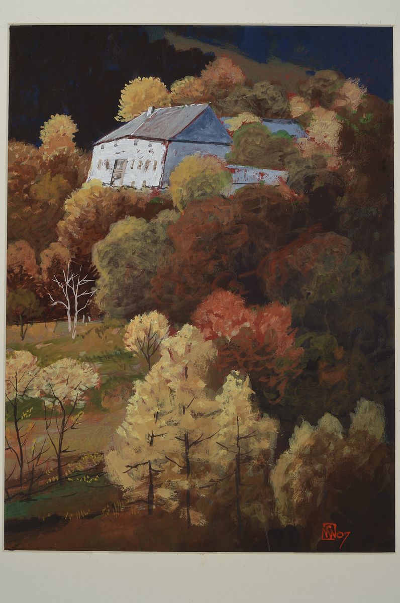 Detail k: Norbert Widmoser, 1926 Tirol-2011, zwei Arbeiten: Gouache und Ölkreide von 1999 und 2007 monogr. und datiert, ca. 38x48cm bzw. 38x28cm, PP