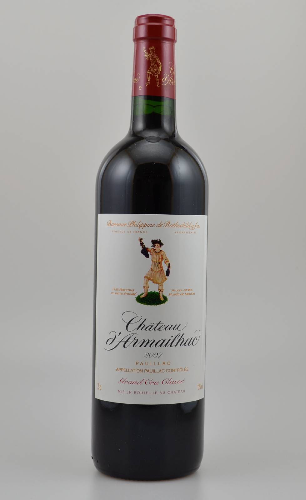 12 Flaschen 2007 Chateau d'Armailhac, Baron Philippe de Rothschild, Pauillac, je 75 cl, 13 % Vol., Füllstände: je into neck, hervorragende ...