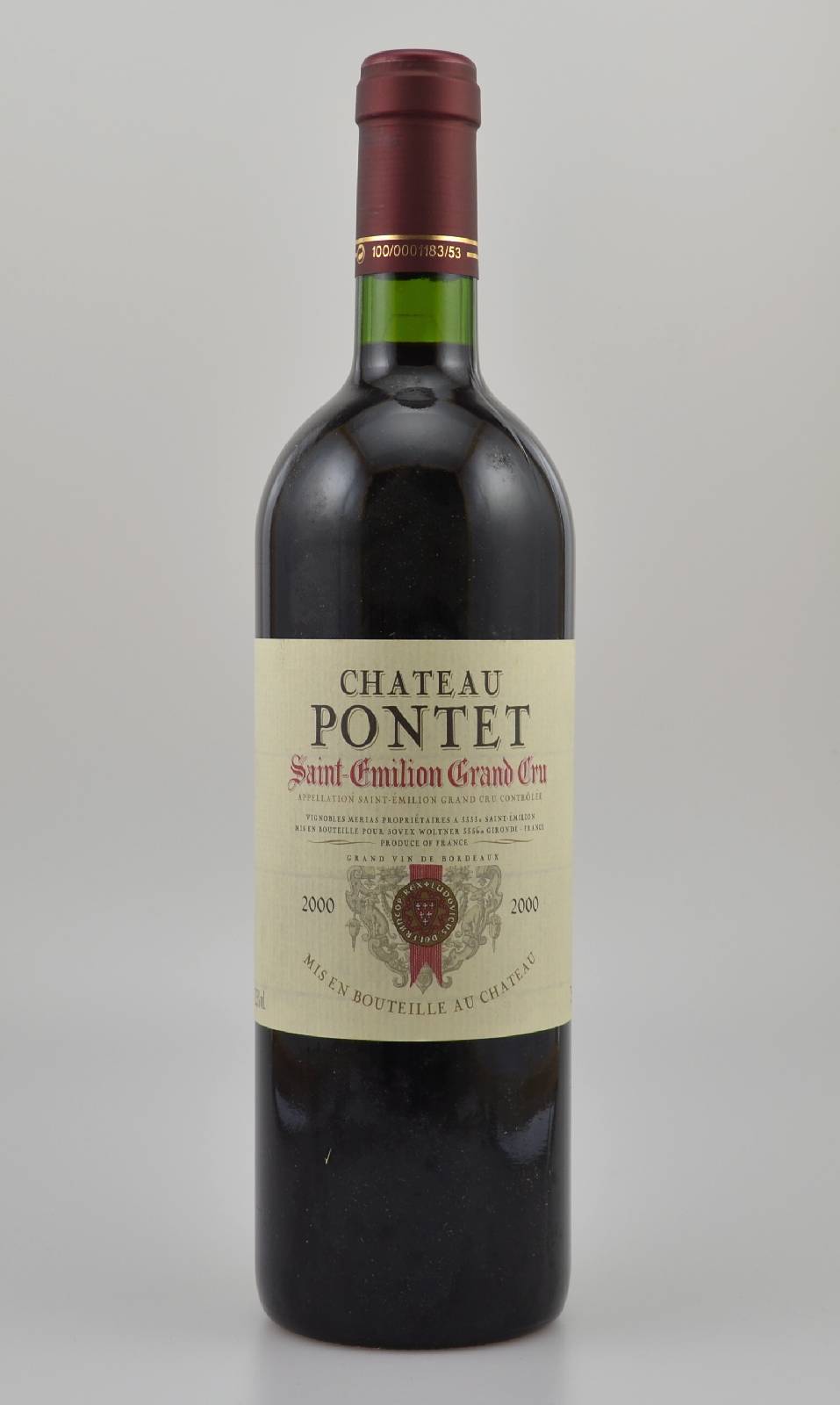 9 Flaschen 2000er Chateau Pontet, Saint-Emilion Grand Cru, je ca. 75 cl, 12,5 % Vol., Füllstände: je ca. into neck, gute Erhaltungszustände, ...