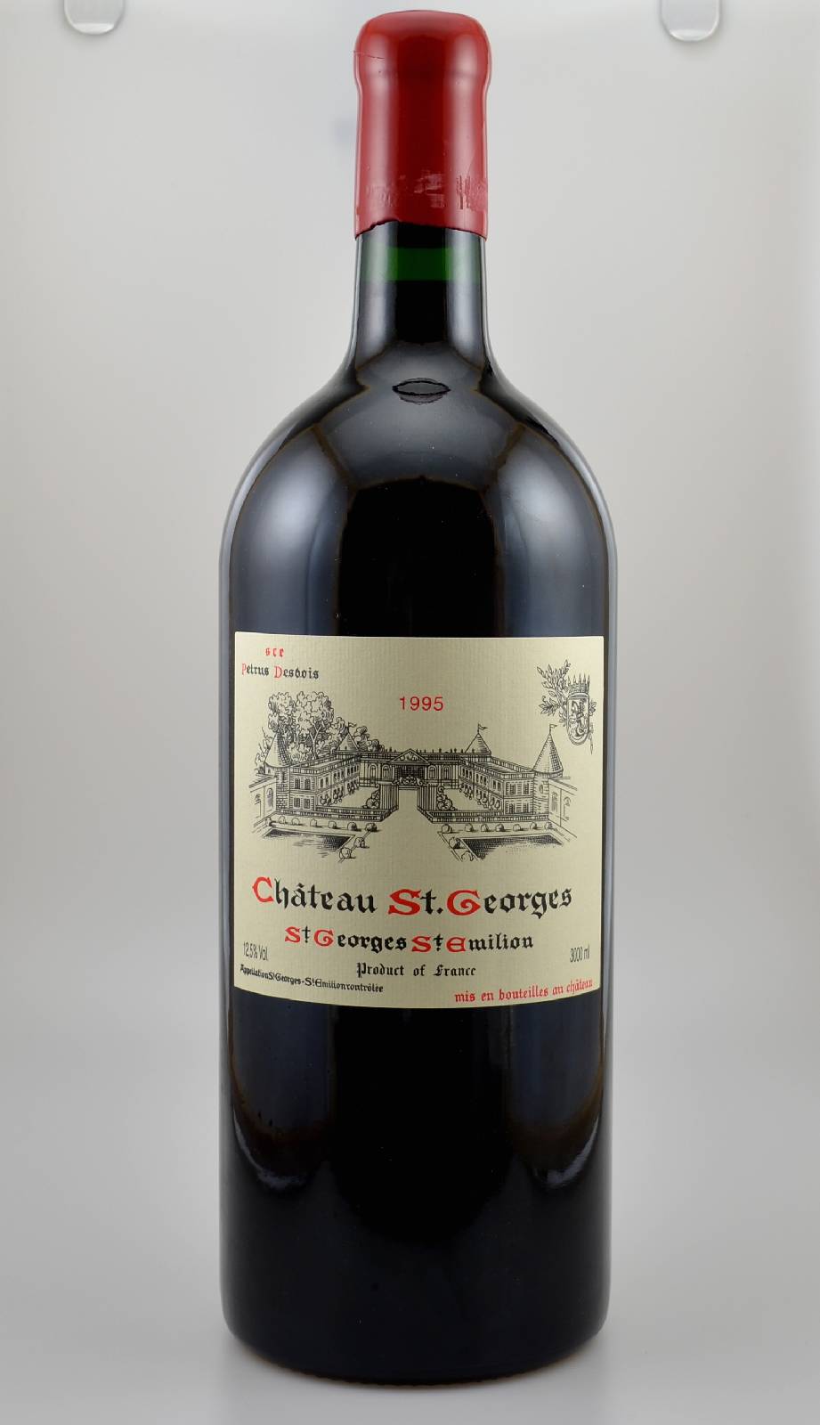 1 Doppelmagnumflschen 1995 Chateau St. Georges, St. Georges St. Emilion, ca. 300 cl, 12,5 % Vol., Füllstand: into neck, Inhaber des Weingutes: MdCh. ...